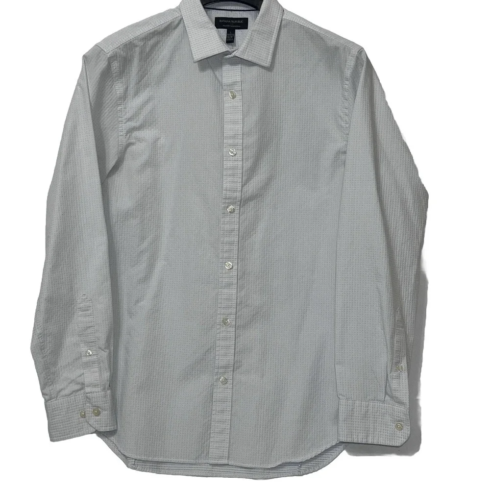 Banana Republic Tailored Slim Button Long Sleeve Shirt Non Iron Men Large Blue